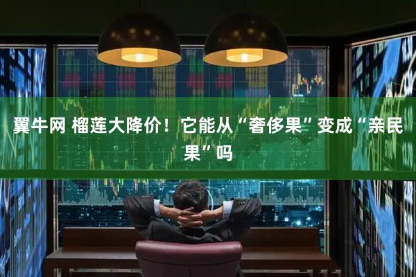 翼牛网 榴莲大降价！它能从“奢侈果”变成“亲民果”吗