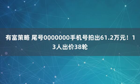 有富策略 尾号0000000手机号拍出61.2万元！13人出价38轮