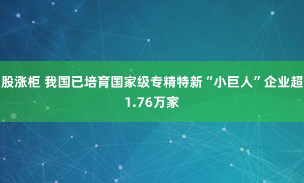 股涨柜 我国已培育国家级专精特新“小巨人”企业超1.76万家