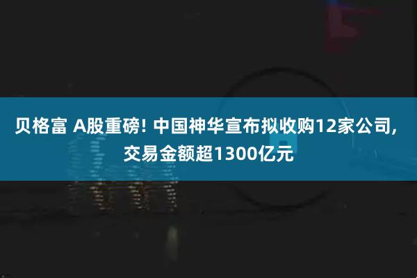 贝格富 A股重磅! 中国神华宣布拟收购12家公司, 交易金额超1300亿元